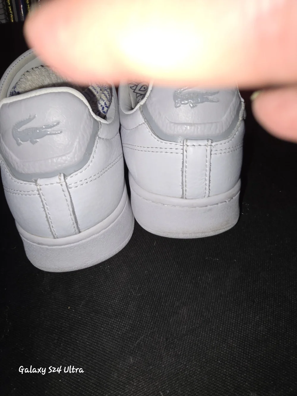 Lacoste Men's White Leather Sneakers with Green Croc Logo